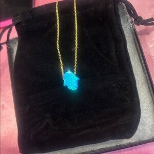 Blue Opal Iridescent Hamsa Necklace,NWT-Boutique